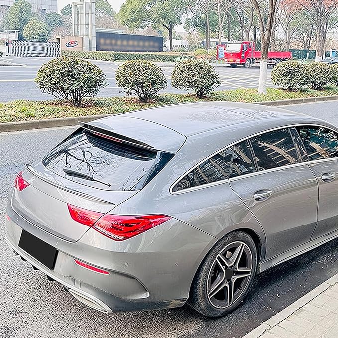 Roof+Rear Trunk Spoiler Wing for Benz CLA Class X118 CLA35/45 AMG 2019-2023 Black