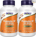 NOW Foods SupplementsProbiotic-10™100 Billionwith 10 Probiotic StrainsDairySoy and Gluten FreeStrain Verified60 Veg Capsules(Pack of 2)