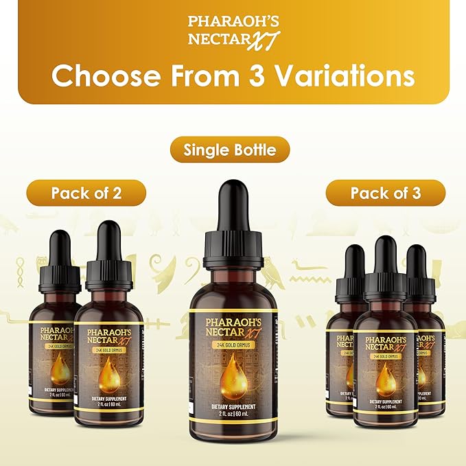 Ultra-Pure 99.9% Liquid Gold - 24K Monoatomic Gold Ormus - Third Eye Awakening Pineal Gland Decalcification Awaken DNA Unlock Light Speed Manifestation - Pharaoh's Nectar XT 2 Pack