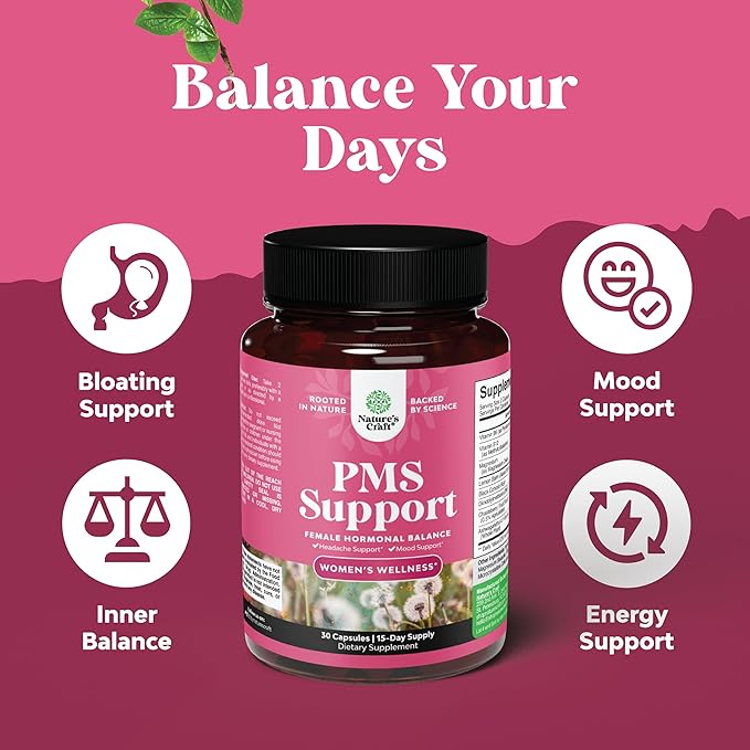 Bundle of PMS Support with DIM Chasteberr Black Cohosh Ashwagandha for Period Cramps Menopause Mood Swing and Thyroid Support with L Tyrosine Bladderwrack Selenium &amp Ashwagandha for Hormone Balan