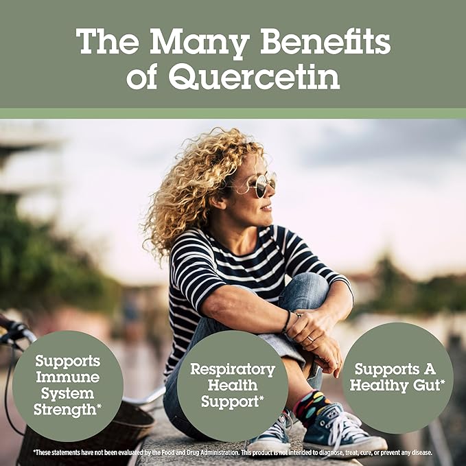 Quantum Health Quercetin+ 500mg Powerful Immune Support Supplement with Zinc 11 mg &amp Vitamin C 100 mg - Seasonal Immunity Boost Respiratory Health &amp Gut Support Complex for Women &amp Men -