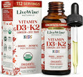 Live Wise Naturals Vitamin D3 K2 Kids Liquid Drops - 112 Servings Ultra Concentrated Formulation Fast Absorption 800 IU &amp 35 MCG for Calcium &amp Bone Support - Daily Nutritional Support Parent