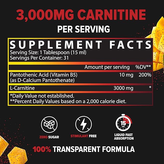 Nutrex Research Liquid Carnitine 3000 | Premium Liquid Carnitine Stimulant Free Fat Loss Support 16 Fl Oz (Mango Chamoy 16 Fl Oz (Pack of 1))