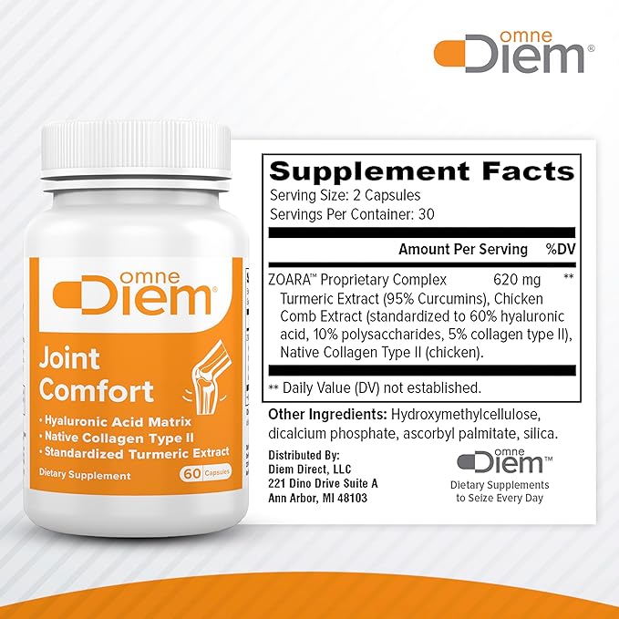 OmneDiem Joint Comfort with ZOARA 60 Capsules – Dietary Supplement for Comprehensive Joint Care &amp Comfort