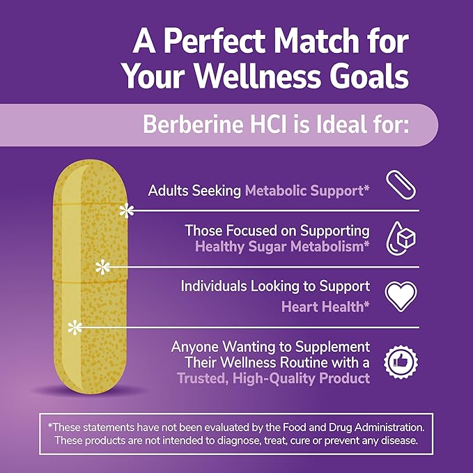 21st Century Berberine HCl 1000 mg Per Serving (60 Count) Helps Support Healthy Sugar Metabolism &amp Cardiovascular Health Vegan Non-GMO Gluten Free Berberine Supplement 30 Servings