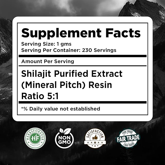 Herbsforever Shilajit Powder Mineral Pitch Antioxidant General Wellness Concentrated Extract 6:1 8.11 oz 230 GMS