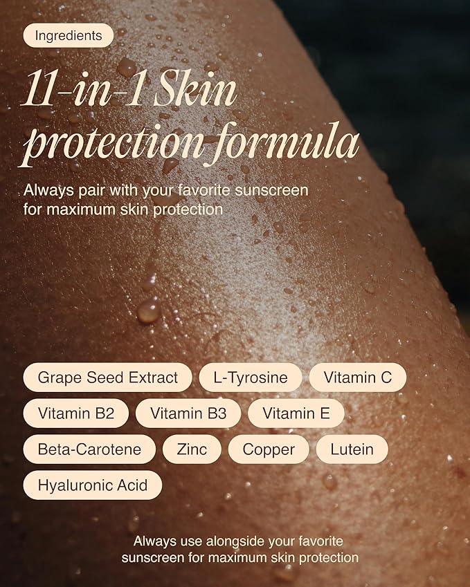 Ecosh Golden Skin Tanning Supplement for Women &amp Men – Potent Tanning Pills with Beta Carotene Lutein &amp L-Tyrosine for Skin Health | Natural Antioxidant Supplement &amp Tanning Vitamins | 90