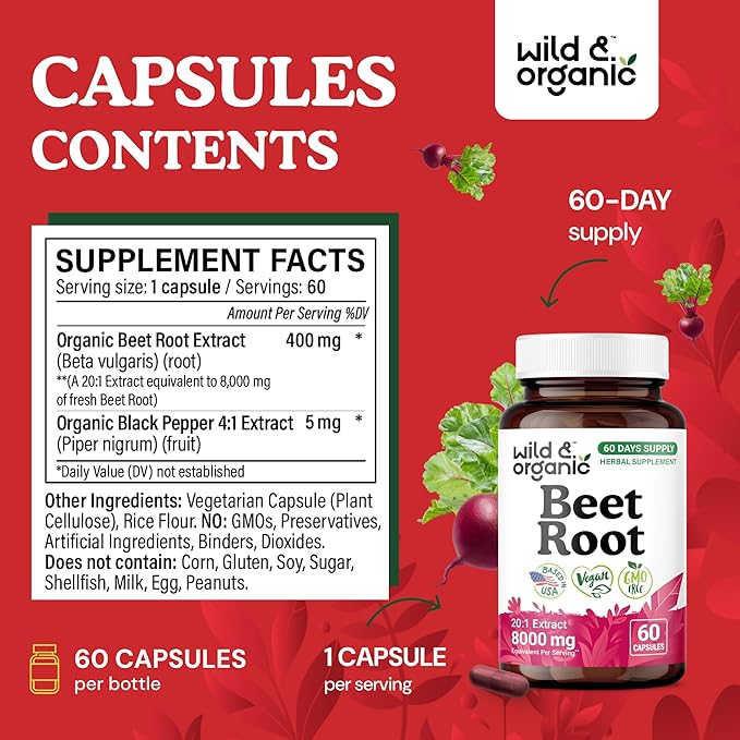 Wild &amp Organic Grape Seed Extract 60 Capsules &amp Beet Root 60 Capsules