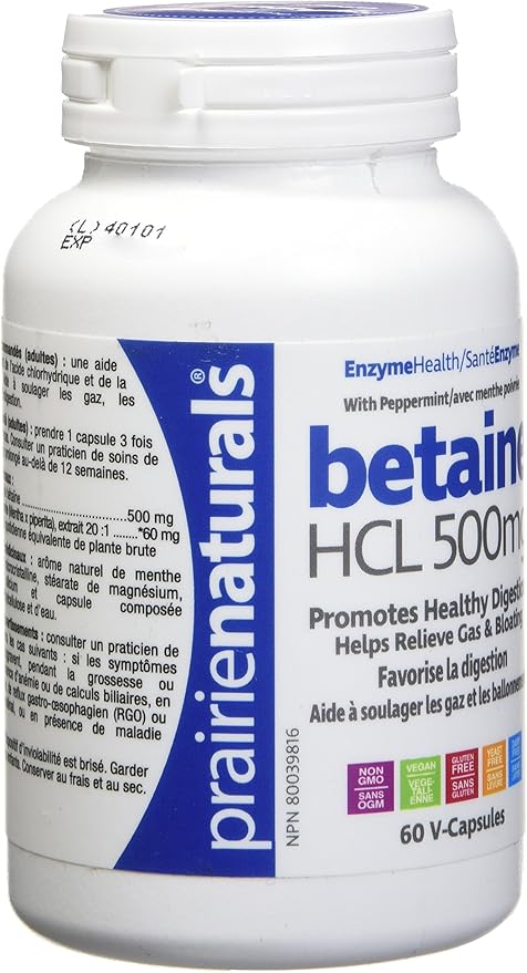 Prairie Naturals Betaine Hcl Vegetarian Capsules 60 Count