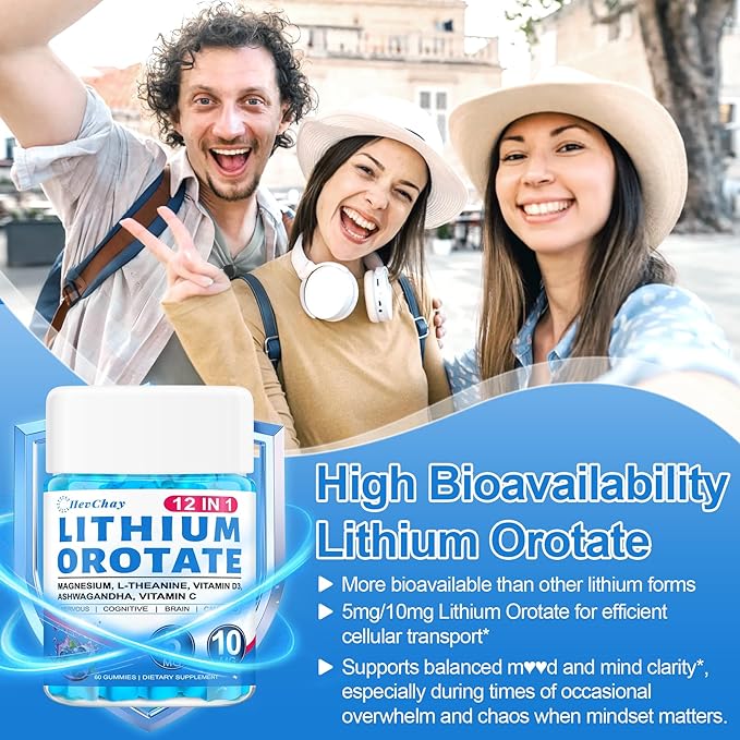 Liposomal L-Lysine Liquid + Lithium Orotate Gummies Bundle | Immune Support &amp Cognitive Health Supplement Combo for Adults &amp Kids