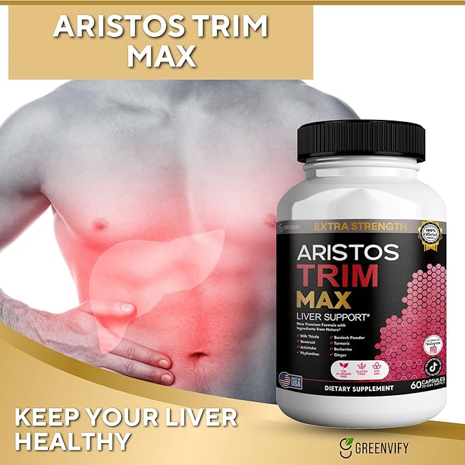Aristos Trim Max Liver Support Extra Strength 60 Veggie Capsules 30 Servings with Milk Thistle Beetroot Artichoke (5)