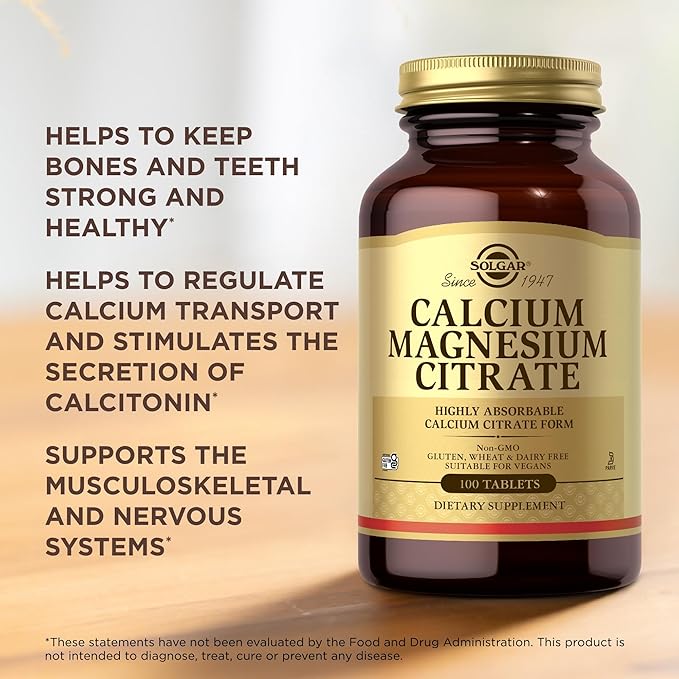 Solgar Calcium Magnesium Citrate - 100 Tablets Pack of 2 - Non-GMO Vegan Gluten Free Kosher - 40 Total Servings
