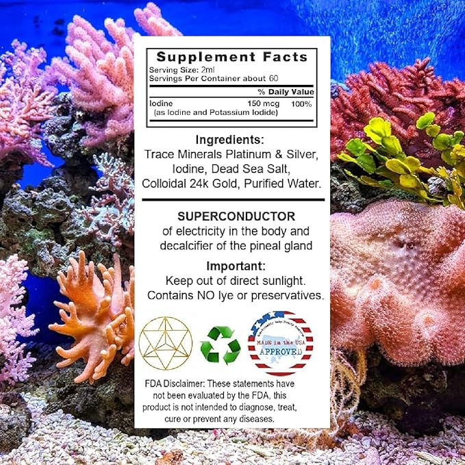 I Am Joy co. Ormus Ocean Nectar Monoatomic Gold with Iodine Designed to Decalcify the Pineal Gland Support Thyroid and Increase Feelings of Alertness Clarity of Thought and Energy 4oz