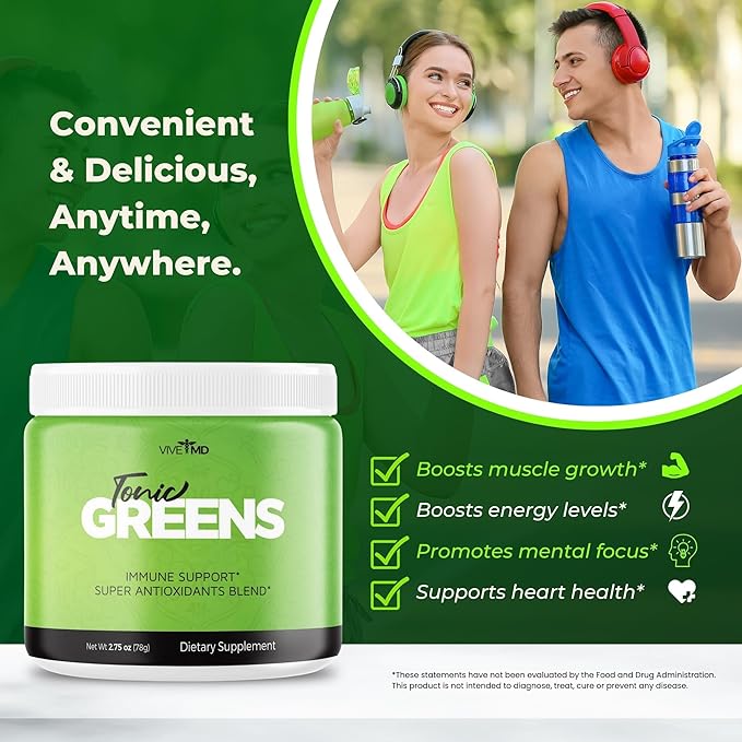 Tonic Greens Vitamin Boost Supplement Official Formula - Natural Green Blend Energy Supplement Extra Strength with BCAA L-Glutamine Vitamin B6 Revolutionary Energy Fix Solution Reviews (5 Pack)