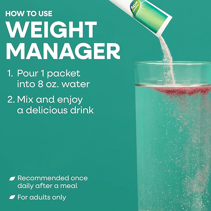 Nature's Way Weight Manager Drink Mix Packets Supports Craving Management &amp Abdominal Fat Loss*(1) with Clinically Studied Ingredients Plant-Based Fiber No Sugar Mixed Fruit Flavored 30 Pack