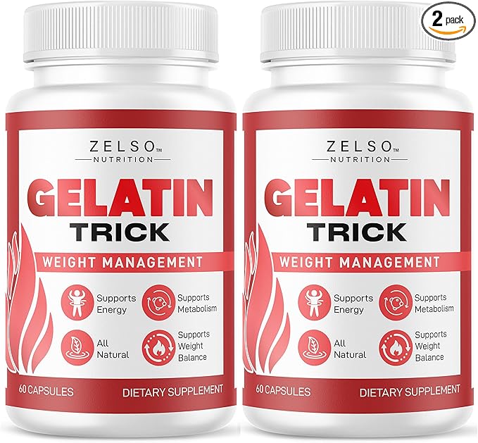 (2 Pack) Gelatin Trick - Gelatin Trick Pills Daily Support Formula for Energy &amp General Wellness GelatinTrick Advanced Formula 120 Capsules for 2 Months