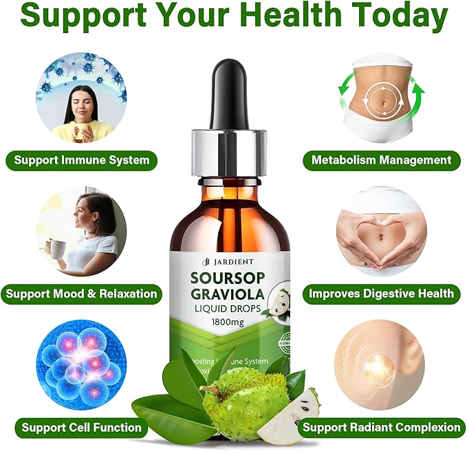 Soursop Bitters Extract Liquid Oil : Graviola Soursop Extract- Organic for Cell Support and Regeneration- Soursop Tincture Edible 2Fl oz x 2Pack