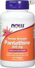 NOW Foods Pantethine 600 mg 60 Softgels (Pack of 2)
