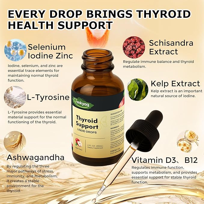 Q'ankyaq Thyroid Support Liquid Drops Thyroid Support for Women Appetite Booster Gummies for Kids Ages 3+