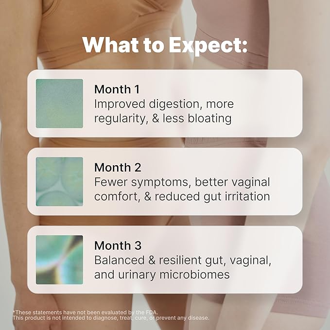 Evvy Women's 3-in-1 Complete Probiotic I Daily Probiotic Supplement to Reduce Bloating I Supports Gut Urinary &amp Vaginal Health | Includes Vaginal Probiotics for Feminine Care | 30 Day Supply
