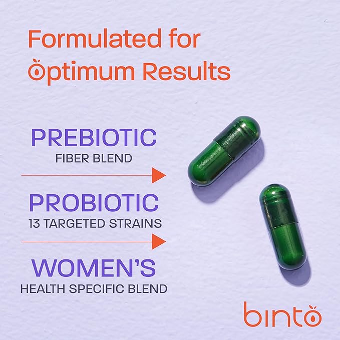 Binto Reset Synbiotic Advanced Pre and Probiotic Supplement for Women - Supports Digestive Health Boosts Immunity and Promotes a Healthy Balance of Gut Flora (30-Day Supply)