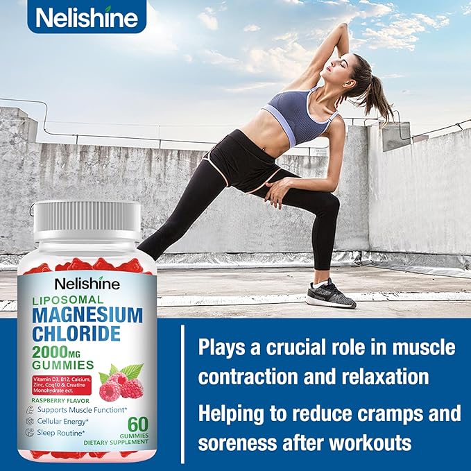 2 Pack Liposomal Magnesium Chioride Gummies 2000mg with Calcium Vitamin D3 B12 Zinc L-Theanine CoQ10 | Proprietary Blend for Stress Relief Heart &amp MuscleImmune Energy &amp Relaxation Supp