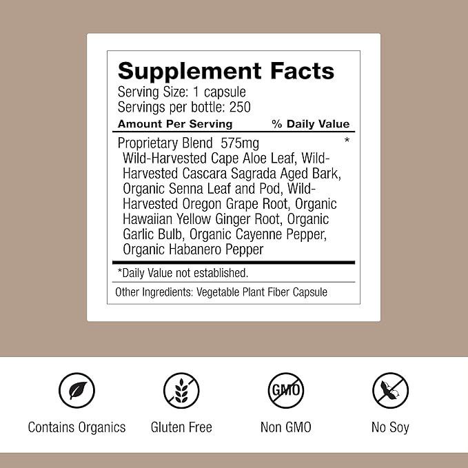 Dr. Schulze's Intestinal Formula #1 - Bowel Movement Supplement for Colon Health Support - Bloating &amp Constipation Aid - Intestinal Cleanse - All-Natural - Plant-Based - Vegan - 250 Count - 2 Pack