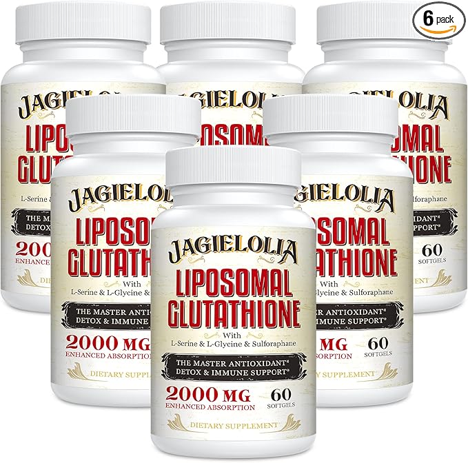 Liposomal Glutathione 2000 mg with L-Serine L-Glycine &amp Sulforaphane – Active L-Glutathione Unique Formulation to Enhance Absorption - Master Antioxidant Detoxifying &amp Immune | 360 Softgels
