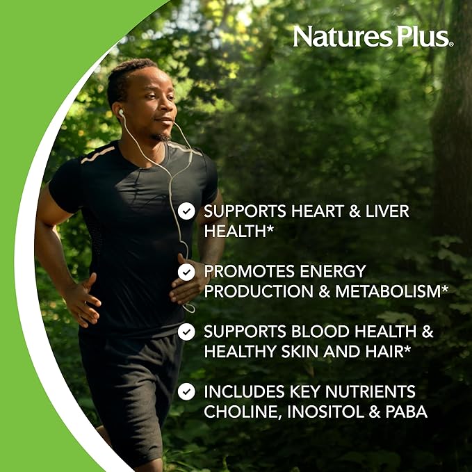 NaturesPlus Super B-50 - High-Potency B Complex Vitamin with Choline Inositol &amp PABA - Supports Energy Recovery &amp Healthy Skin and Hair - Vegan Gluten Free - 90 Capsules 90 Servings