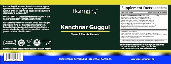 Kanchnar Guggul – Thyroid &amp Glandular Harmony – 120 Vegan Capsules – Harmony Nutraceuticals Guggul Resin