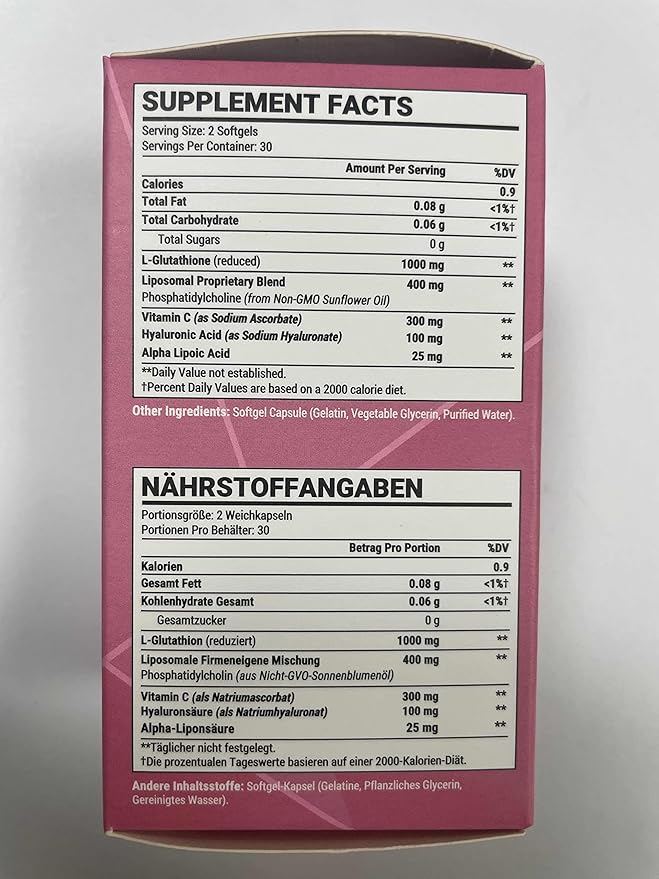 Liposomal Glutathione Softgels 1500MG Reduced Glutathione Supplement with Vitamin C Better Absorption Non-GMO Powerful Antioxidant for Healthy Aging Detox Immune Health120 Softgels