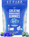 SteelFit Creapure Creatine Monohydrate Gummies for Men &amp Women Blue Raspberry - Gym Workout Nutritional Supplements for Muscle Gain Brain Health &amp Strength Building Dietary Supplement 120 G