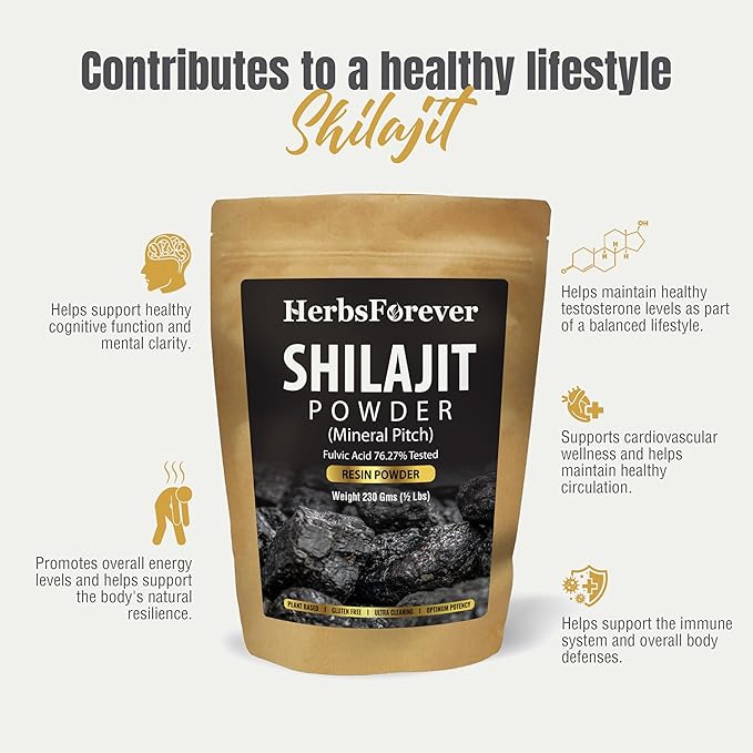 Herbsforever Shilajit Powder Mineral Pitch Antioxidant General Wellness Concentrated Extract 6:1 8.11 oz 230 GMS