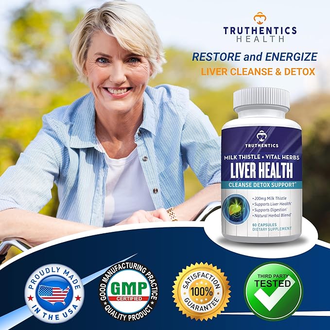 TRUTHENTICS Liver Health and Digestive Enzymes Bundle - Support for Liver Cleanse Detox Digestion Nutrient Absorption Occasional Gas and Bloating - Gluten Free Non-GMO