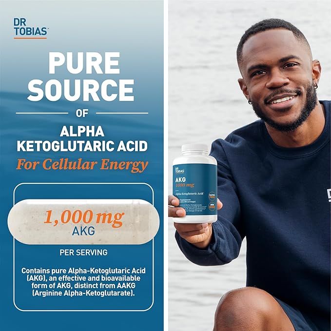 Dr. Tobias AKG Supplement &amp Vegan Omega 3 Algae Oil Support Cellular Energy &amp Overall Health with AKG EPA &amp DHA Vegan Gluten-Free Non-GMO