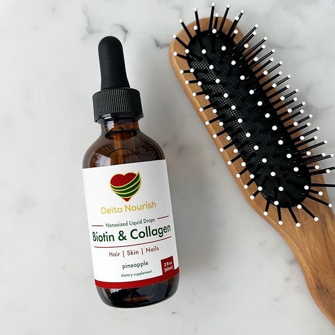 Biotin &amp Collagen Drops for Hair Skin &amp Nails - Liquid Supplement for Healthy Hair Growth Glowing Skin &amp Strong Nails - 2 oz