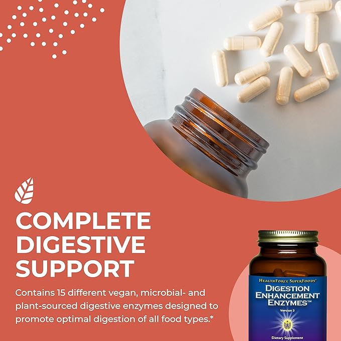 HEALTHFORCE SUPERFOODS Digestion Enhancement Enzymes - 360 Vegan Capsules