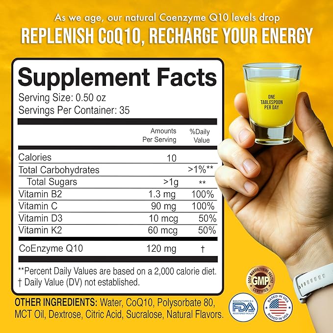 Liquid CoQ10 120mg of Bioavailable Ubiquinone for Superior Absorption. Support Heart Bone and Skin Health with a Natural Antioxidant. 35 Servings in a Convenient 17 oz Bottle.