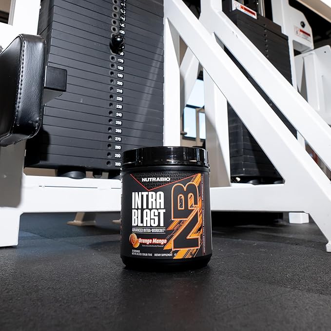 NutraBio Intra Blast Bcaa Powder Amino Acid Supplement Electrolyte &amp Hydration Blend Intra Pre Workout &amp Muscle Recovery 20g Eaa Amino Acids Powder 5g Glutamine- Orange Mango 30 Serving
