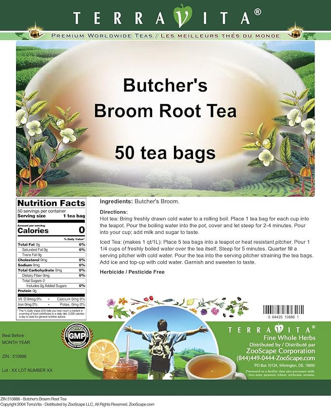 Butcher's Broom Root Tea (50 tea bags ZIN: 510886)