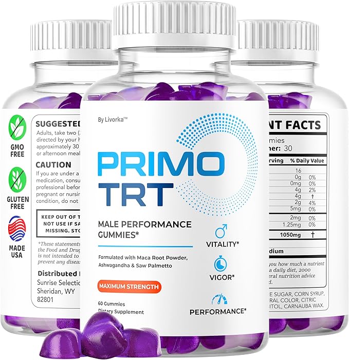 (3 Pack) Primo TRT Gummies - Official for Men Advanced Natural Formula PrimoTRT Male Gummies for Maximum Performance &amp Support for Overall Wellness Reviews Primos TRT Gummys for 3 Months