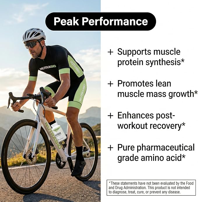 NutraBio L-Leucine Supplement - Optimal Amino Acid for Muscle Growth &amp Recovery - Naturally Fermented Free Form Leucine Amino Acids Supplement- Vegan Non-GMO Gluten Free - 400mg 180 Capsules