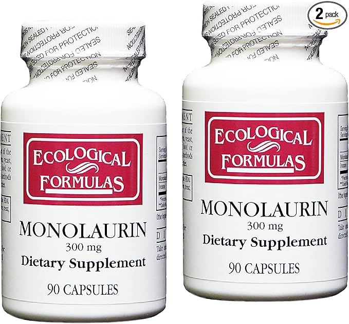 Ecological Formulas Monolaurin 300 mg 180 Capsules (90 Capsules x 2 Bottles)