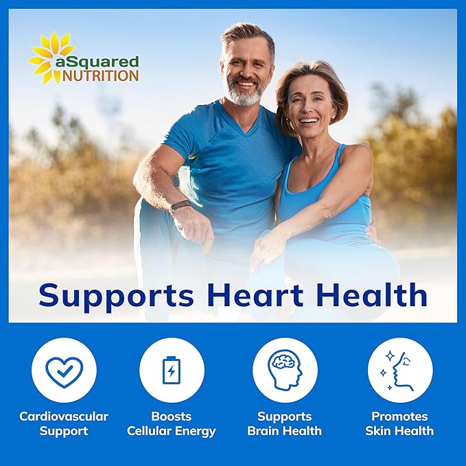 aSquared Nutrition CoQ10 (400mg Max Strength 100 Veggie Capsules) - High Absorption Coenzyme Q10 Powder - Ubiquinone Supplement Pills Extra Antioxidant CO Q-10 Enzyme Vitamin Tablets Coq 10 400 mg
