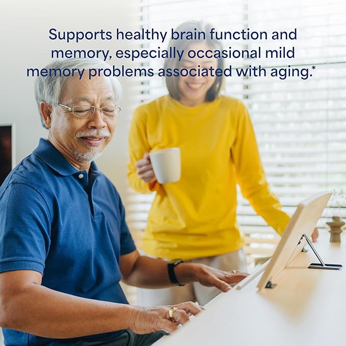 Puritan's Pride Neuro-PS® Gold Plus Neuro-Serine™ with Gingko Biloba and DHA Advanced Dietary Supplement for Brain Function Health and Memory Support 1 Month Supply 90 Rapid Release Softgels