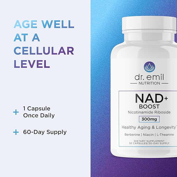 DR. EMIL NUTRITION NAD+ Boost - Nicotinamide Riboside Supplement for Longevity Healthy Aging &amp Cellular Regeneration - NAD Supplement with with Berberine L-Theanine &amp Niacin Twin Pack