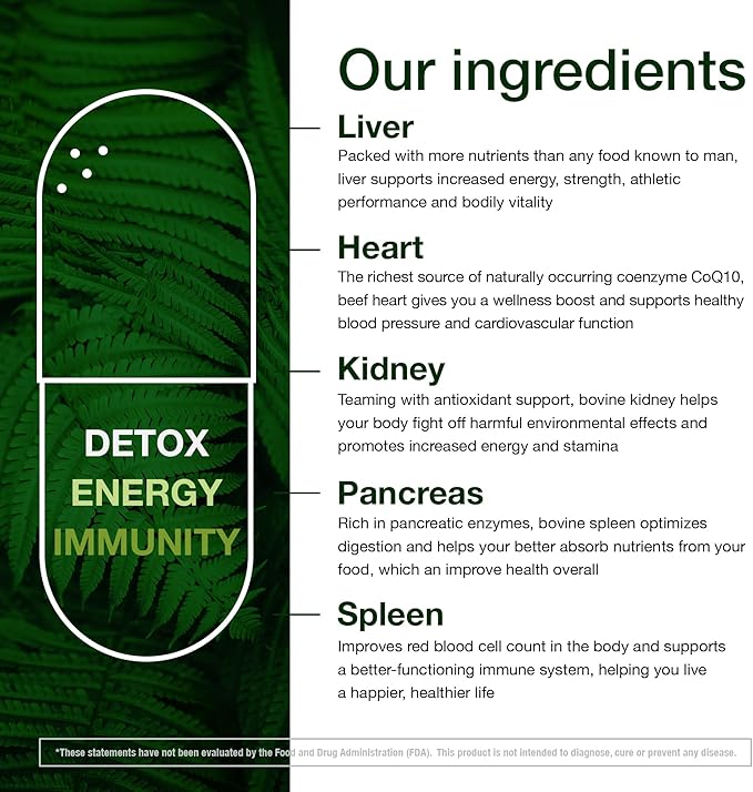 (Pack of 2) Grass Fed Beef Organ Supplement - Supports Whole Body Wellness 3000mg - with Desiccated Beef Liver Heart Kidney Pancreas Spleen - Organ Complex for Immune Digestive Health (150 Caps)