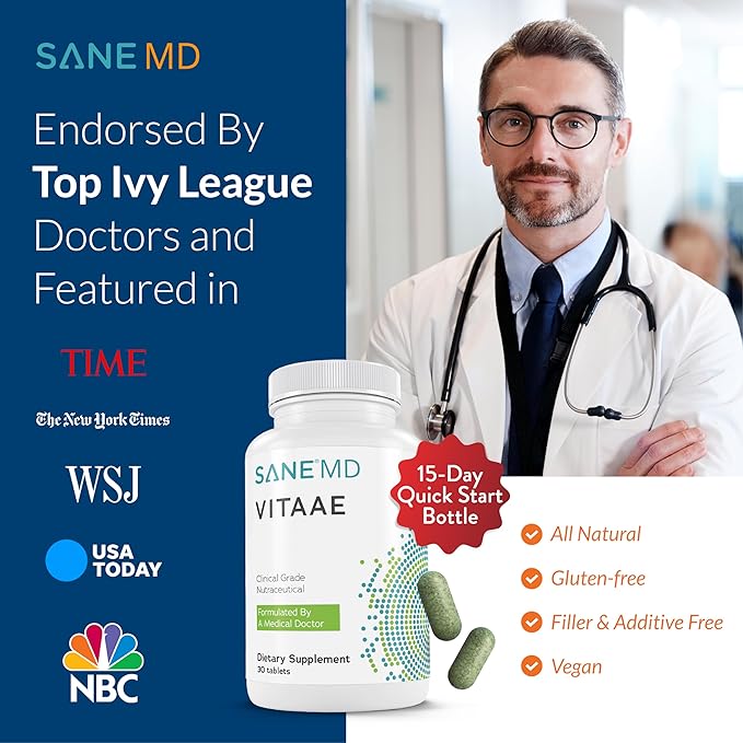 SANE MD Vitaae - Throat Phlegm Coughing and Brain Support - Citicoline Supplements for Respiratory Throat and Brain Health
