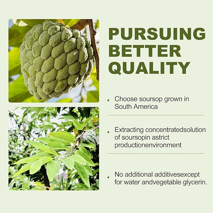 (2 Pack) Soursop Graviola Liquid Drops 2000mgImmune BoostCell Support &amp RegenerationNatural AntioxidantSoursop Bitters LiquidSoursop Extract - 98% Sugar/Gluten Free Natural Flavor 4 Fl Oz