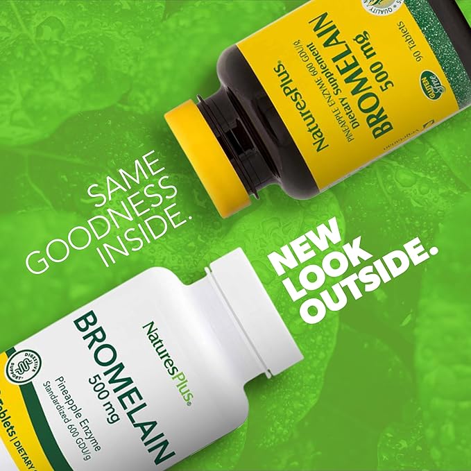 NaturesPlus Bromelain - 500 mg 90 Vegetarian Tablets - Natural Proteolytic Enzyme Supplement Sinus Support Anti-Inflammatory - Gluten-Free - 90 Servings